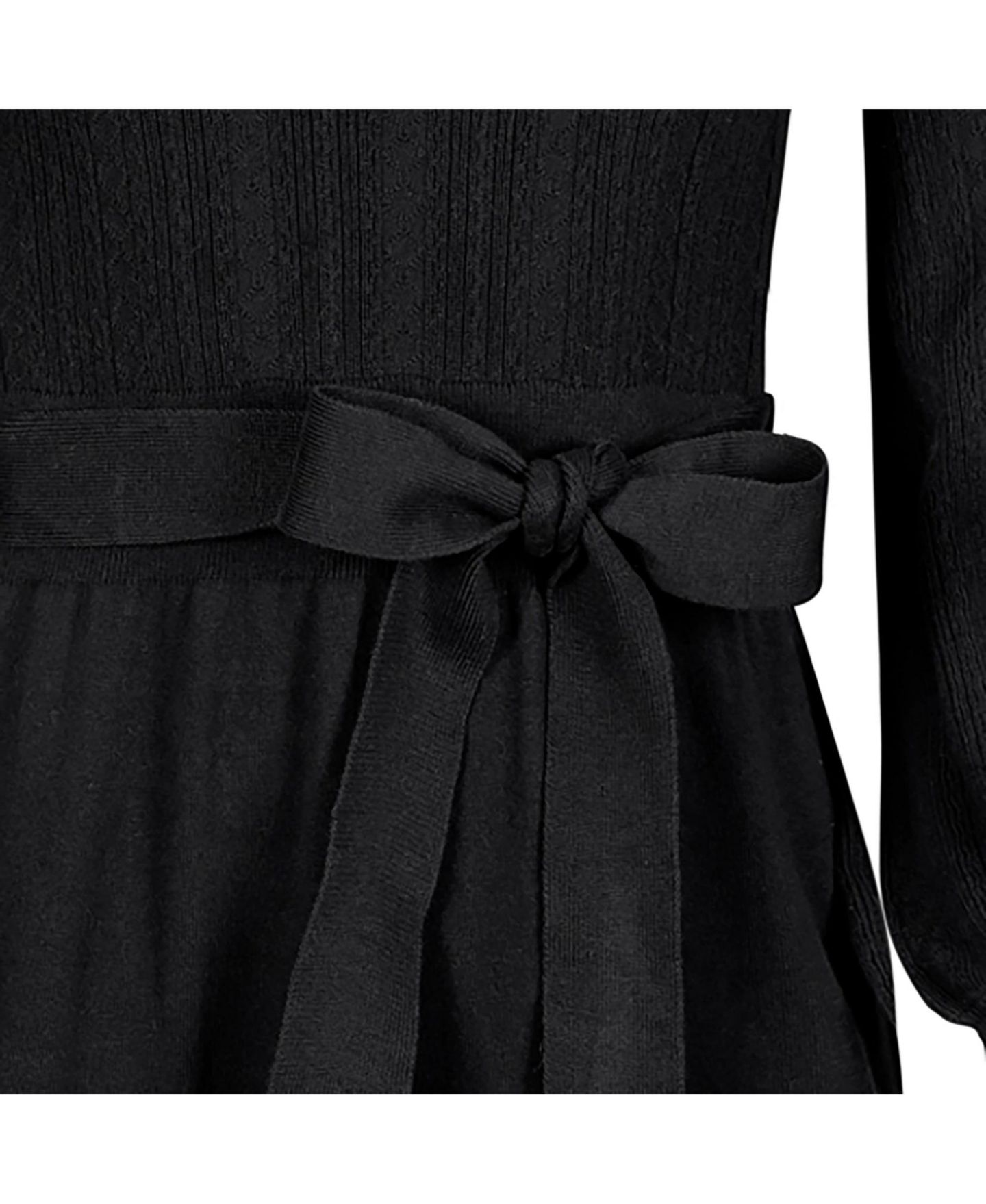 Женское платье Hope & Henry Organic Long Sleeve Flounce Edge Cable Sweater Dress, цвет: Чёрный — фото 8