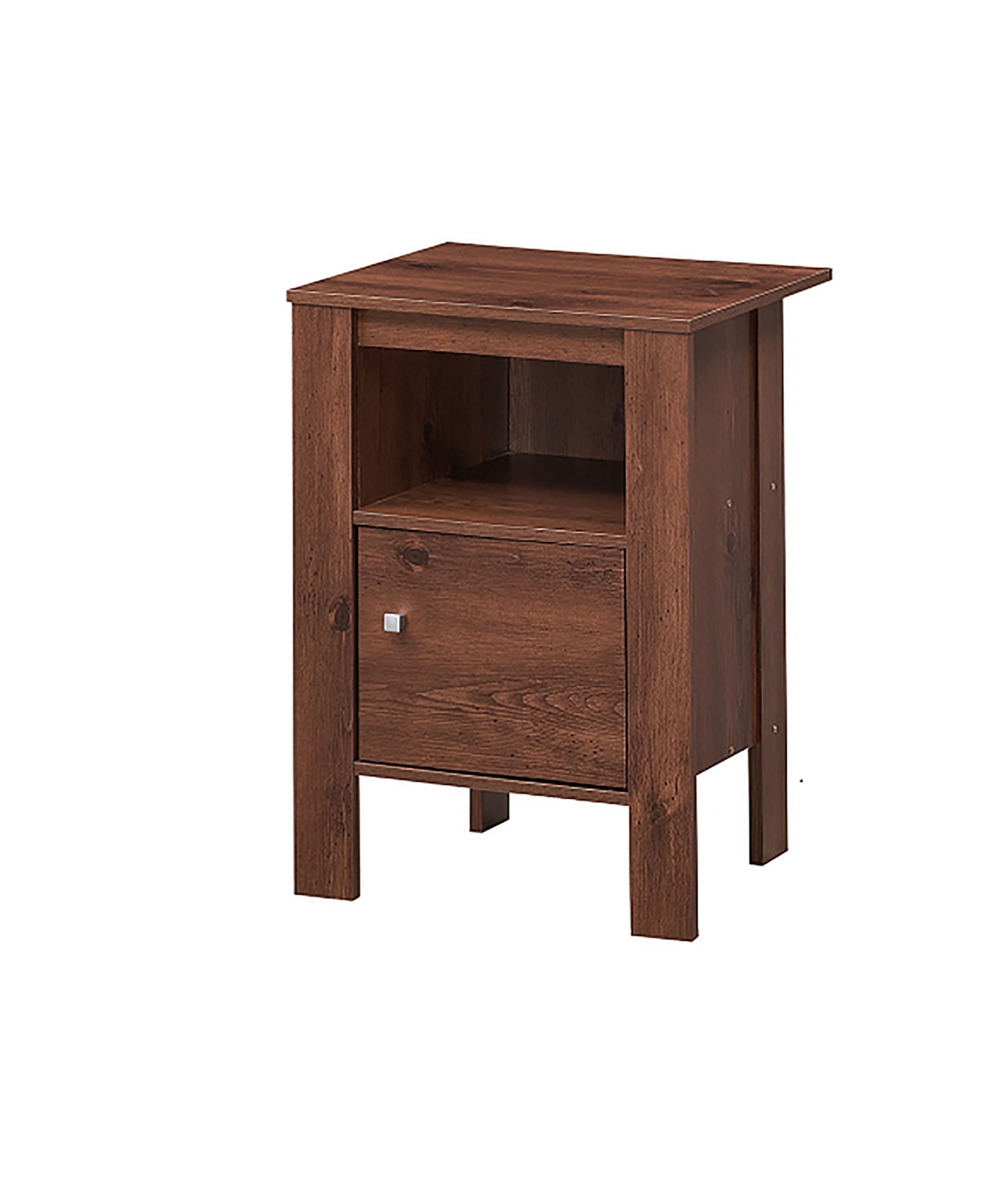 Gymax Set of 2 Nightstand Compact Side Sofa Table Open Shelf & Cabinet Rustic- Walnut