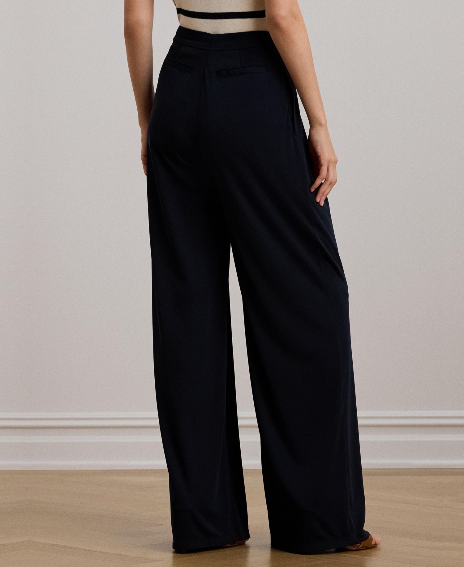 Women's Pleated Stretch Jersey Wide-Leg Pants