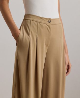 Women's Pleated Stretch Jersey Wide-Leg Pants, Regular & Petite