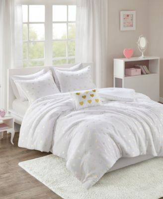 Rosalie Metallic Heart 4-Pc. Comforter Set, Full/Queen
