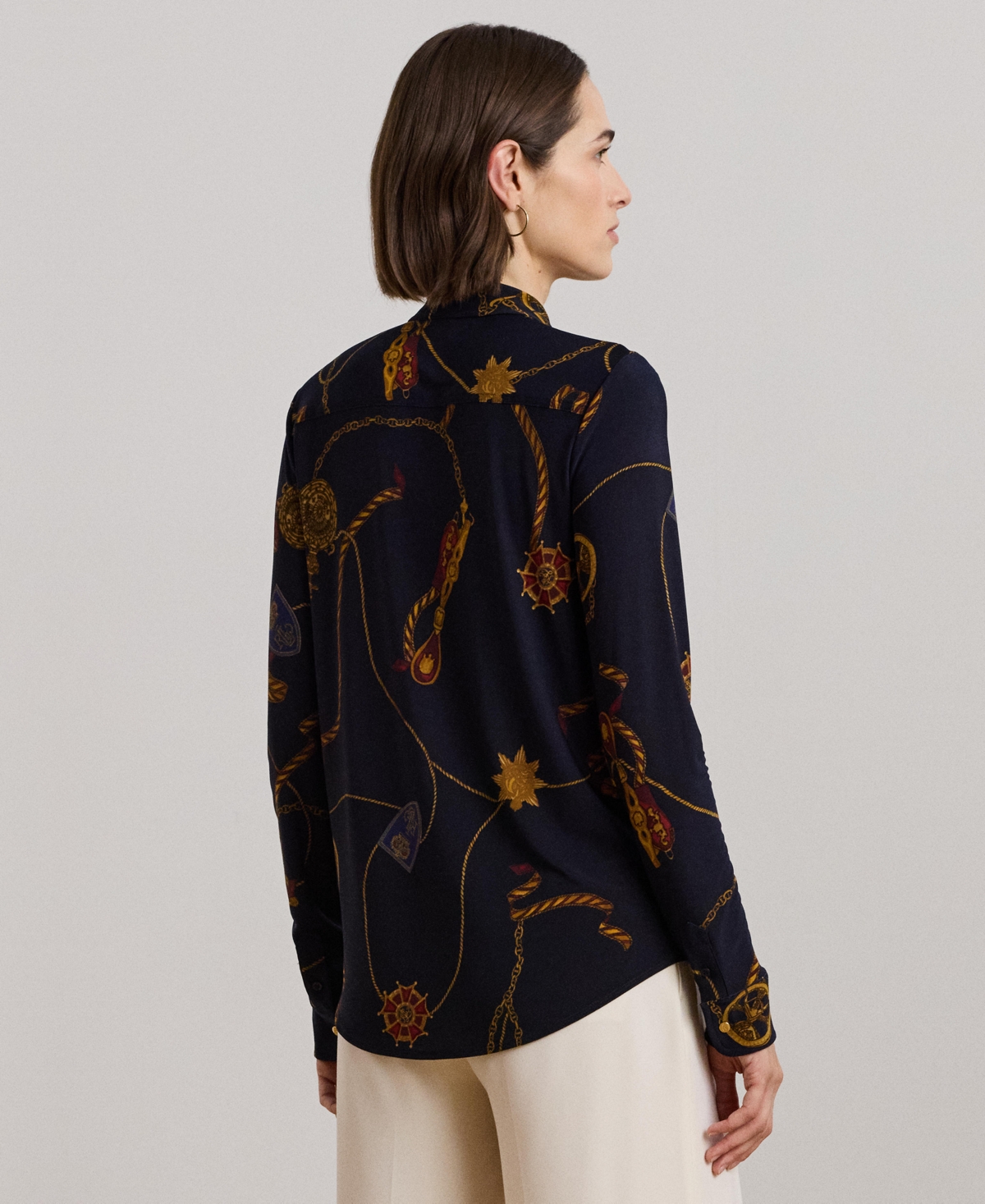 Lauren Ralph Lauren Women's Slim-Fit Belting-Print Jersey Shirt