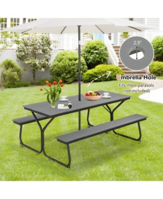 6 Feet Outdoor Picnic Table Bench Set for 6-8 People