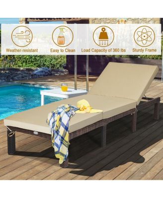 Paito Wicker Chaise Lounger with Adjustable Backrest