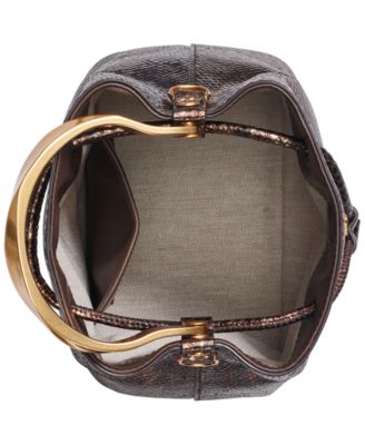 Lawrence Metallic Snake Top Handle Bucket Bag