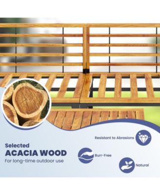 5-Piece Patio Acacia Wood Chair Set with Ottoman and Coffee Table