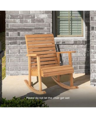 Outdoor Fir Wood Rocking Chair with High Backrest