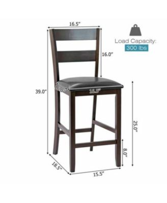2-Pieces Upholstered Bar Stools Counter Height Chairs with PU Leather Cover