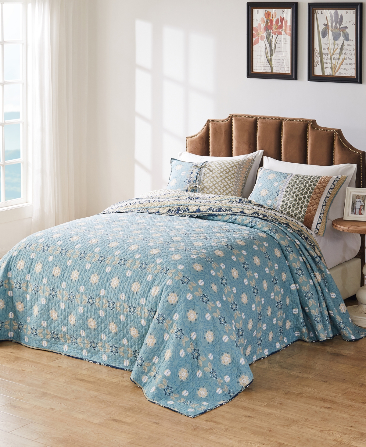 Greenland Home Fashions Thalia 3-pc. Bedspread Set, Queen In Blue