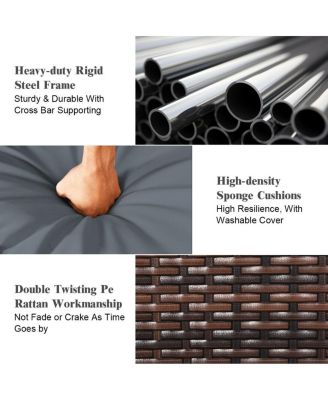 3 Pieces Outdoor Patio Corner Rattan Sofa Set-Grey