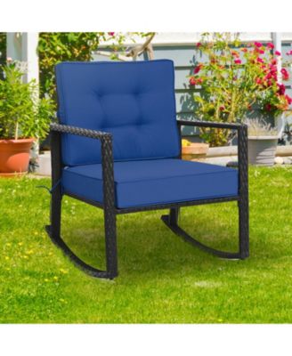 Patio Rattan Rocker Outdoor Glider Rocking Chair Cushion Lawn