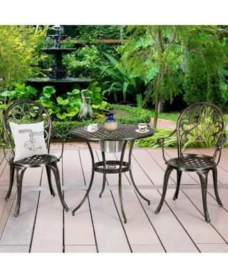 3 Pieces Outdoor Set Patio Bistro with Attached Removable Ice Bucket