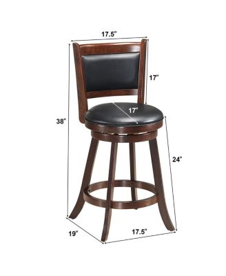 2 Pieces 24 Inch Swivel Counter Stool Dining Chair Upholstered Seat