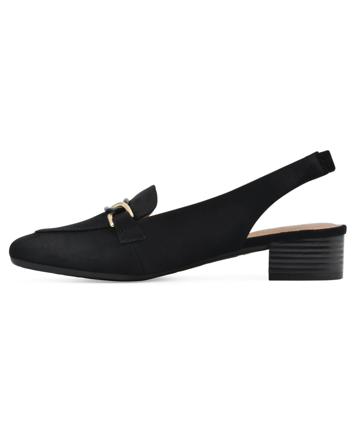 White Mountain Boreal Low Heel Slingbacks In Black Fabric