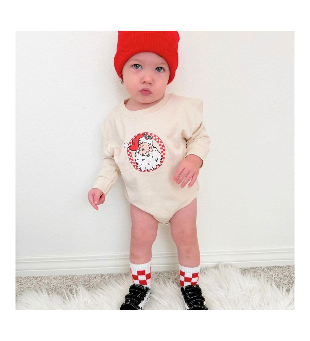Sweet Wink Baby Boys Baby Baby Retro Santa Christmas Long Sleeve Romper