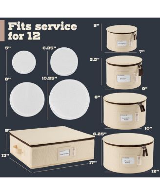 Hard Shell Storage Containers 5-Piece Set for Dinnerware Service for 12