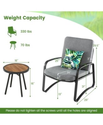 3 Pieces Patio Bistro Conversation Set with Waterproof DPC Tabletop