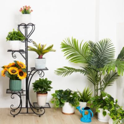 5 Tier Tall Plant Stand Metal Shelf Flower Pots Display Holder Outdoor Garden