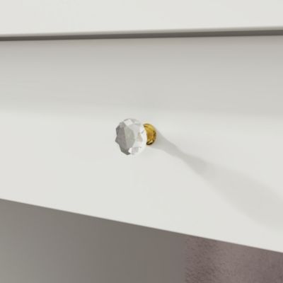 5-Drawers White Makeup Vanity Sets Dressing Table Sets with LED Dimmable Mirror, Stool and 3-Tier Storage Shelves