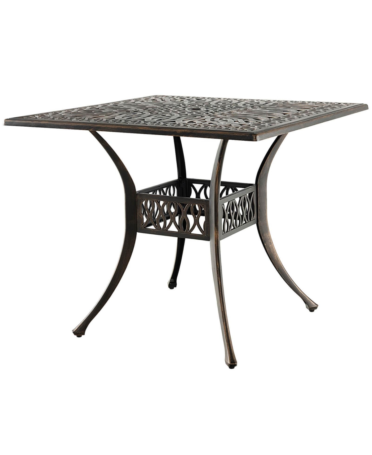 Sugift Aluminum Patio Square Dining Table with Umbrella Hole