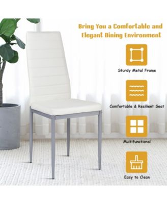 4 Pieces PVC Elegant Design Leather Dining Chairs with Solid Metal Legs