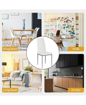 4 Pieces PVC Elegant Design Leather Dining Chairs with Solid Metal Legs