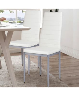 4 Pieces PVC Elegant Design Leather Dining Chairs with Solid Metal Legs