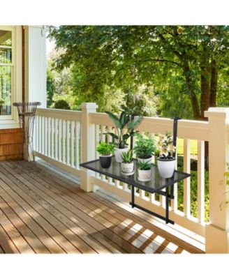 Railing Folding Table with 5-Level Adjustable Heights