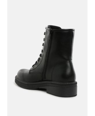 Womens Clover Faux Leather Lace Up Boots