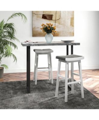 2 Pieces 31.5 Inch Upholstered Saddle Barstools with Padded Cushions