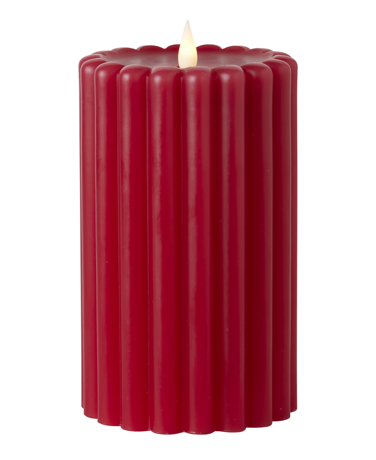 Seasonal Wide Ribbed Motion Flameless Candles, 4x6 In Red