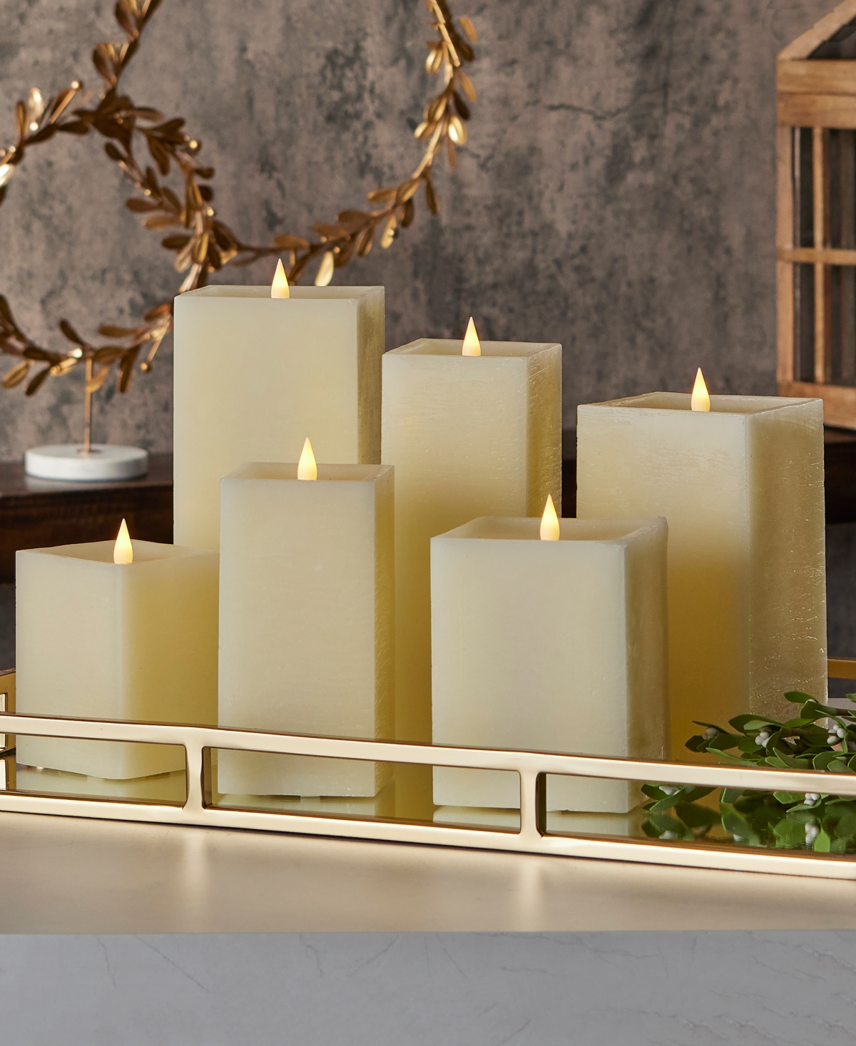 Seasonal Classic Motion Flameless Square Candle, 4x6