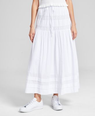 Women's Tie-Waist Lace-Inset Maxi Skirt, Exclusively at Macy's  