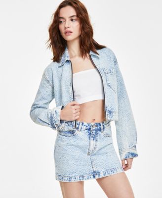 Steve Madden - Women's Glacia Tweed-Texture Denim Jacket