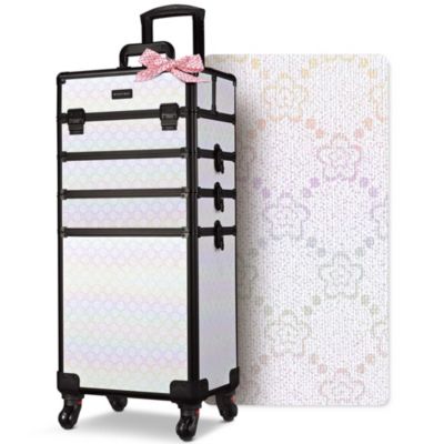 4in1 Rolling Makeup Train Case Cosmetic Organizer Blush ForgetMeNot