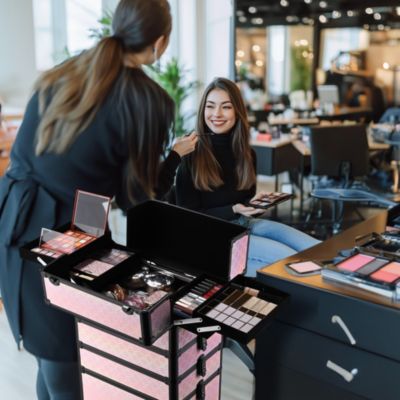 4in1 Rolling Makeup Train Case Cosmetic Organizer Blush ForgetMeNot