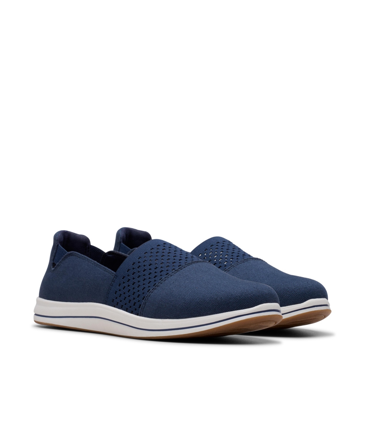 Clarks Women's Cloud Steppers Breeze Vibe Flat Shoes In Navy Textile