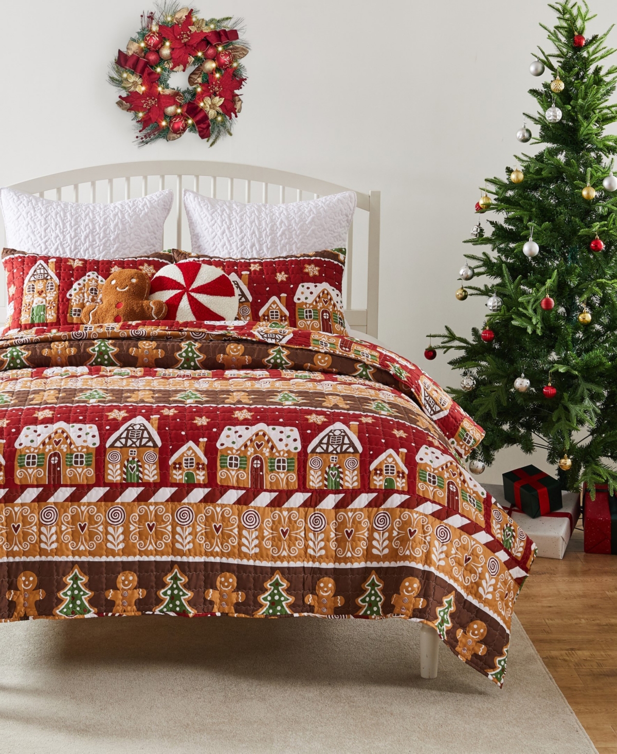 Greenland Home Fashions Gingerbread Lane Holiday 3-Pc. Quilt Set