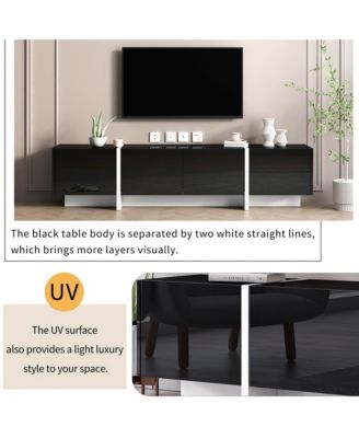 TV Stand for TVs Up to 80” – Modern Rectangular Entertainment Center with Sleek Storage Shelves