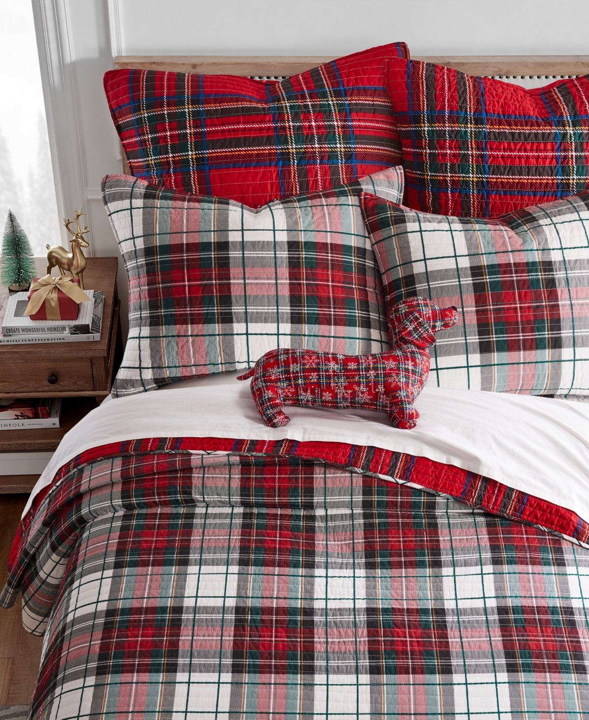 Levtex Spencer Plaid Reversible Bedspreads In Red