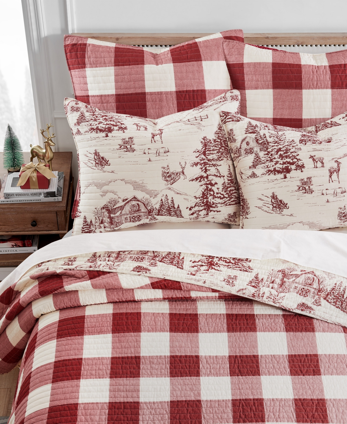 Levtex Winter Sleigh Ride Reversible 3-pc. Quilt Set, King/california King In Red
