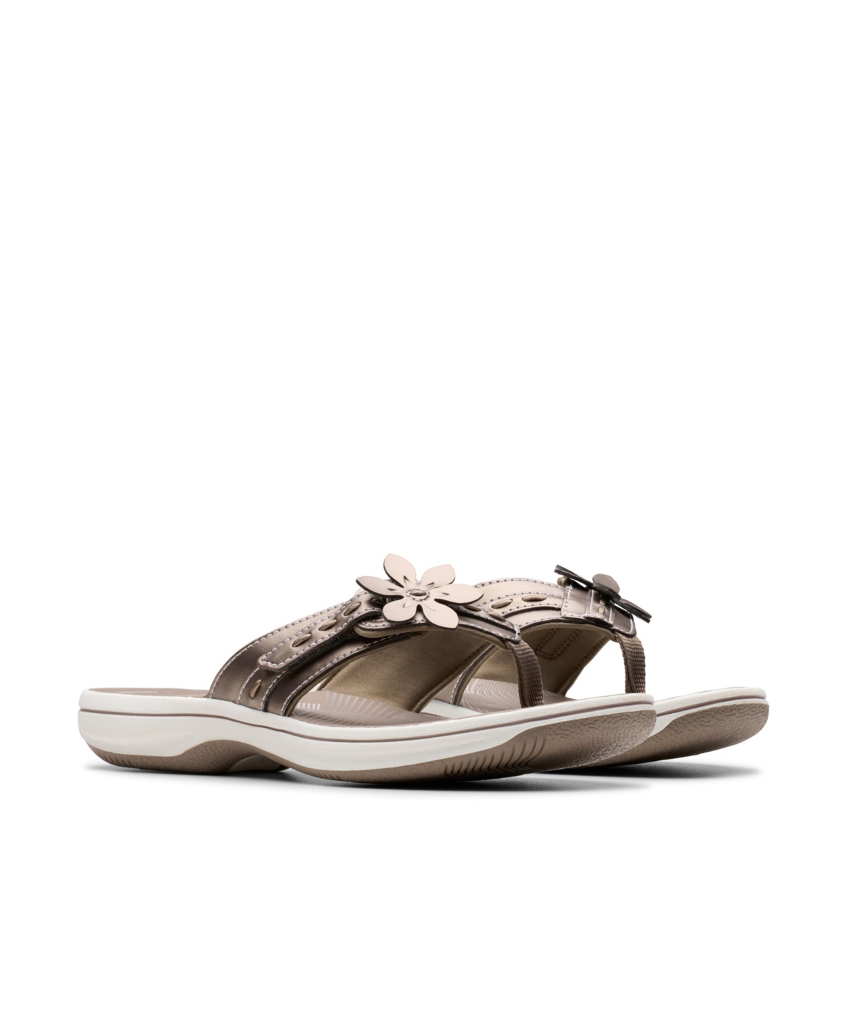 Clarks Cloudsteppers Women's Breeze Opal H Slip-on Sandals In Pewter Synthetic