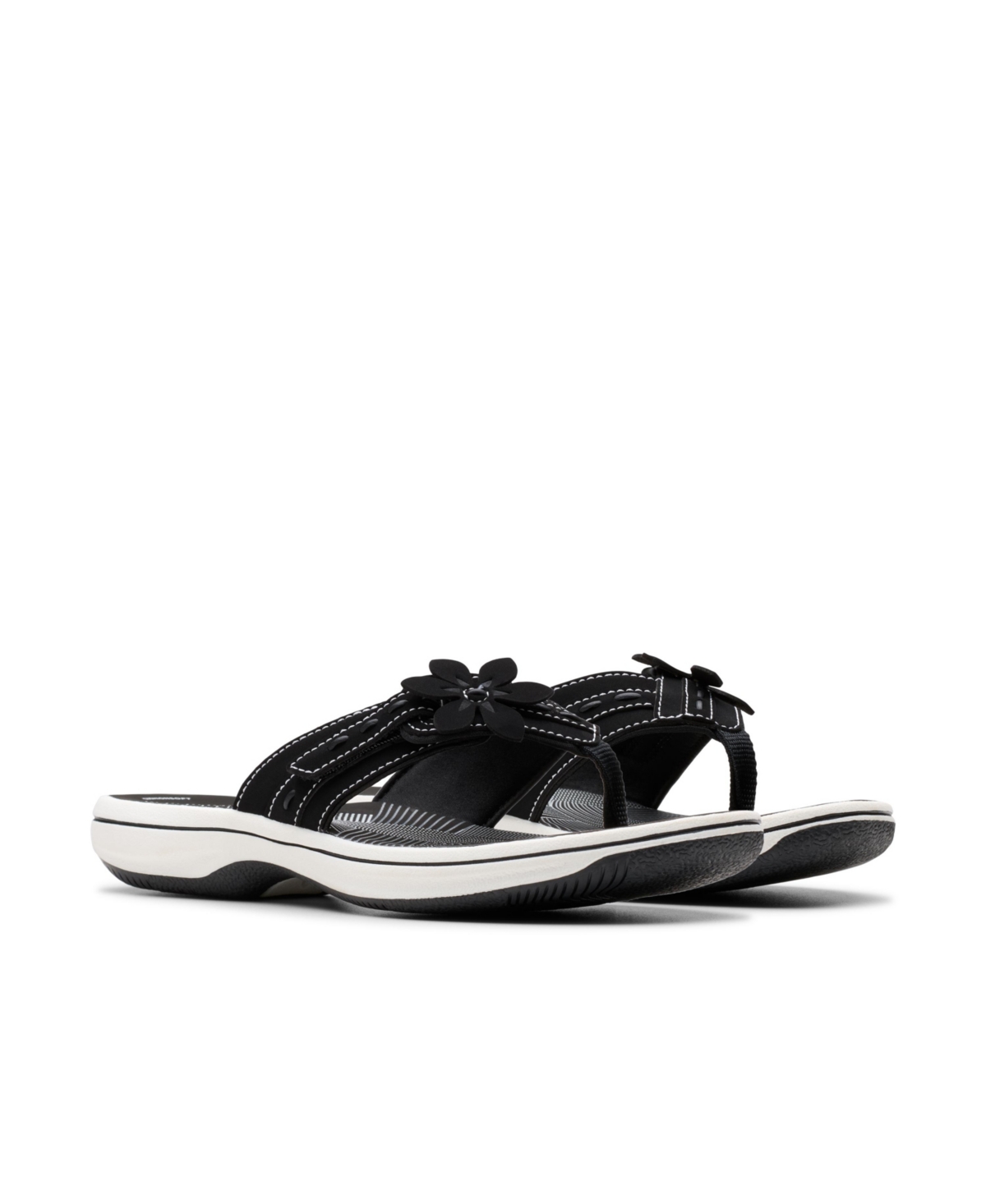 Clarks Cloudsteppers Women's Breeze Opal Slip-on Sandals In Black Textile