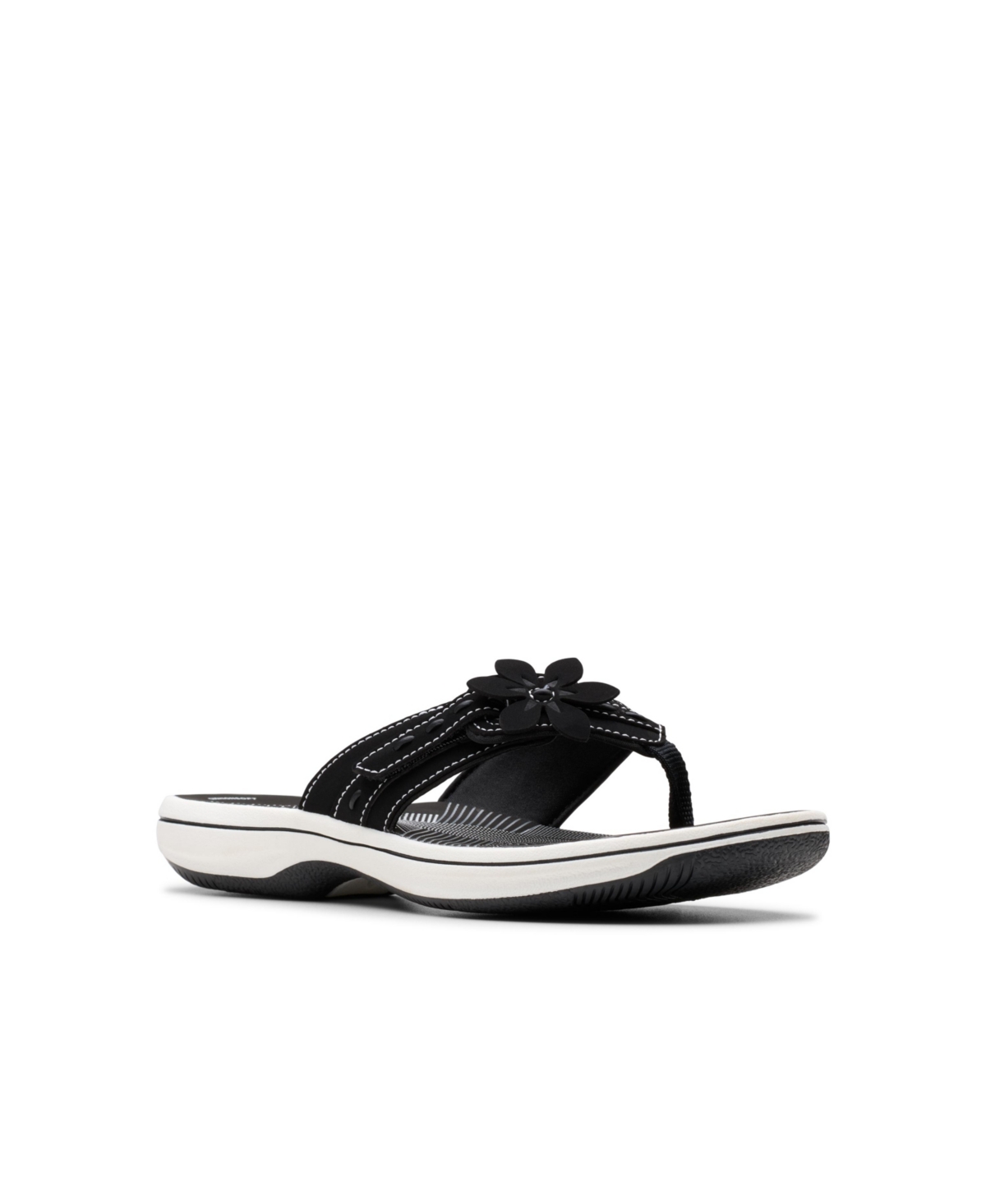 Clarks Cloudsteppers Women's Breeze Opal Slip-on Sandals In Black Textile