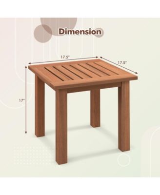 Patio Hardwood Square Side Table with Slatted Tabletop