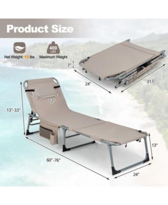 SUGIFT 5-position Outdoor Folding Chaise Lounge Chair