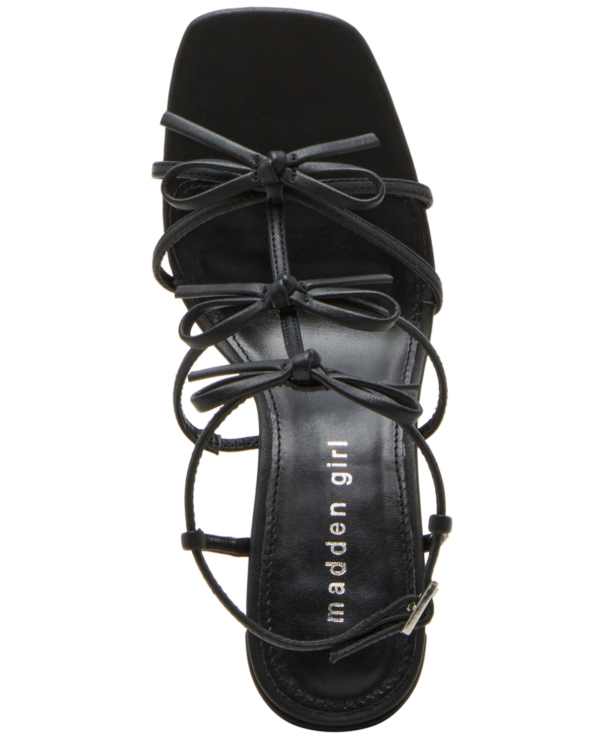Shop Madden Girl Lovely Bow Strappy Block-heel Dress Sandals In Black