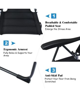 Set of 4 Patio Folding Chairs with Adjustable Backrests