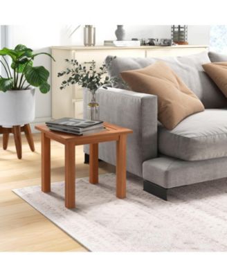 Patio Hardwood Square Side Table with Slatted Tabletop