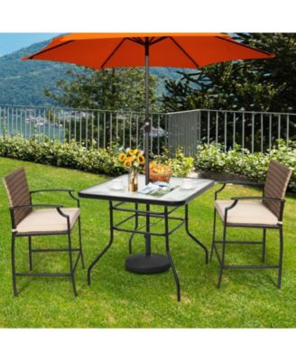 32" Outdoor Square Patio Dining Table with Convenient Umbrella Hole
